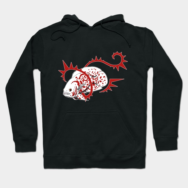 Lutino Tiger Oscar Cichlid Hoodie by Exuvia